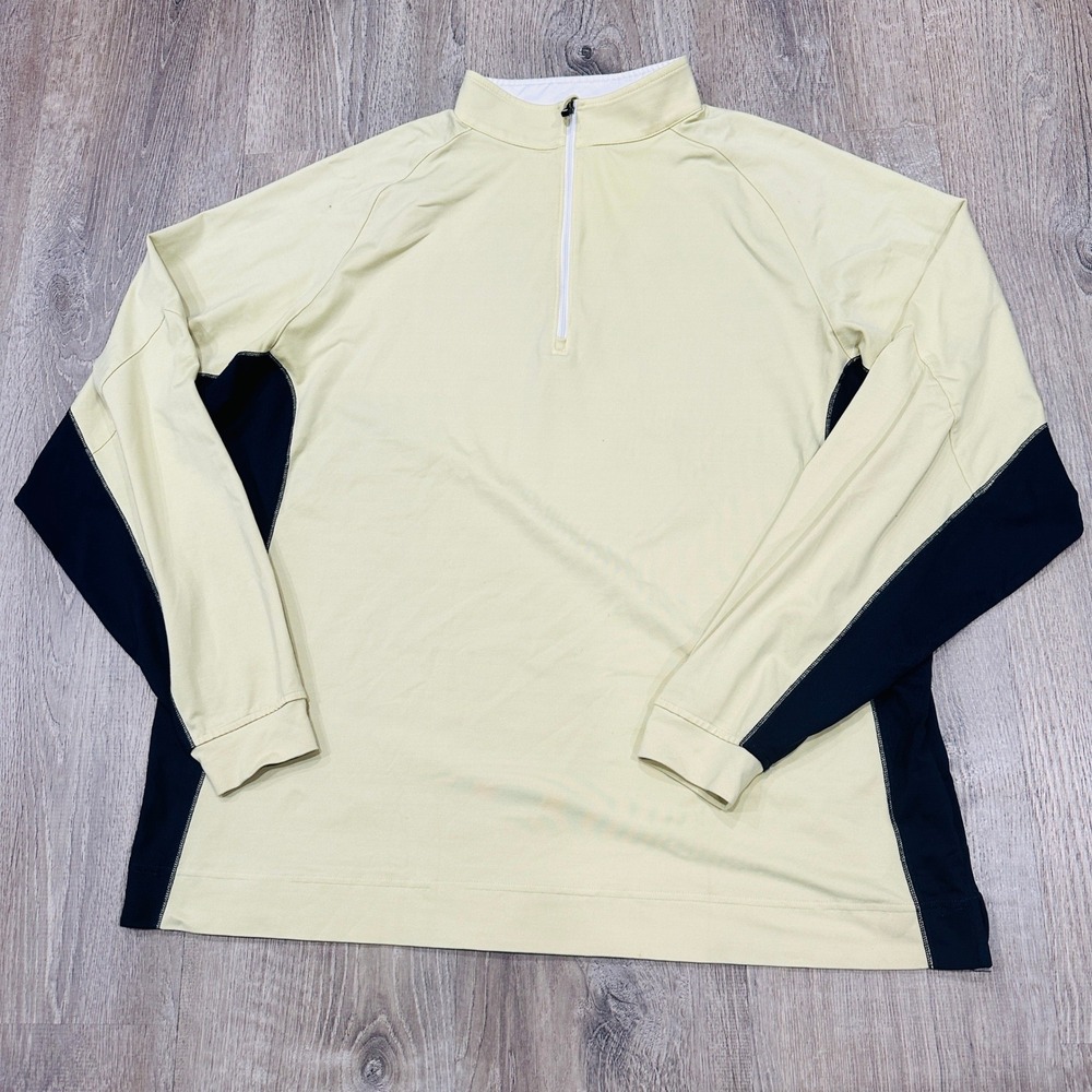 FootJoy Sweater Men 2XL Quarter Zip Pullover Yellow Black Performance Golf Shirt